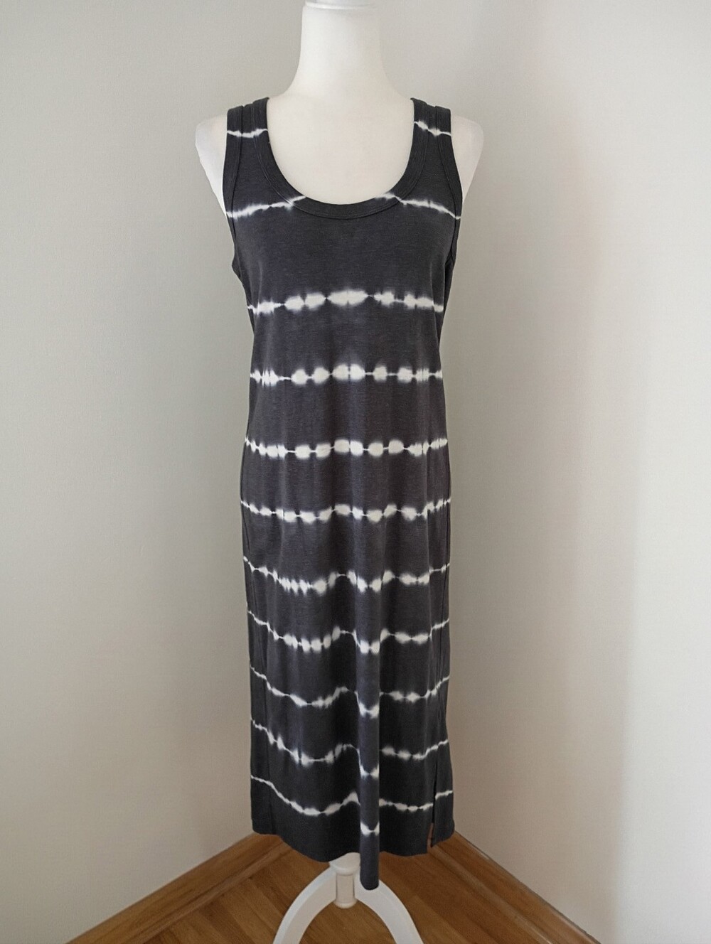 Roan + Ryan Gray Tie Dye Stripe Tank Midi Dress Size Small